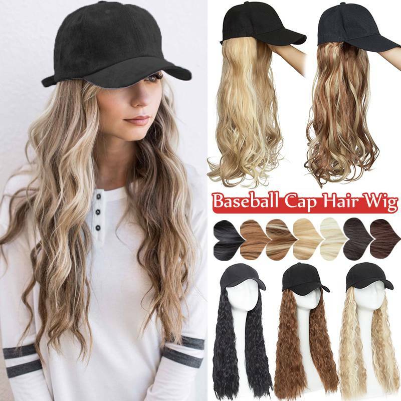 baseball cap with ponytail hairpiece